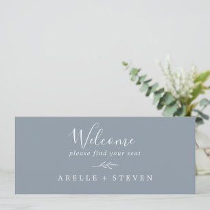 Minimal Leaf   Blue and White Seating Chart Header