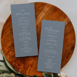 Minimal Leaf | Blue and White Wedding Program Programme<br><div class="desc">This minimal leaf blue and white wedding program is perfect for an elegant wedding. The design features a simple greenery silhouette in white on a dusty blue background with classic minimalist style. Include the name of the couple, the wedding date and location, thank you message, order of service, wedding party...</div>