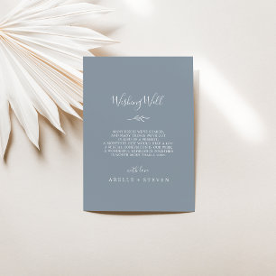 Minimal Leaf   Blue and White Wedding Wishing Well Enclosure Card
