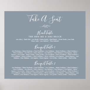 Minimal Leaf Blue Banquet Wedding Seating Chart
