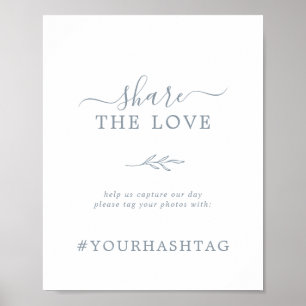 Minimal Leaf   Blue Share The Love Hashtag Sign