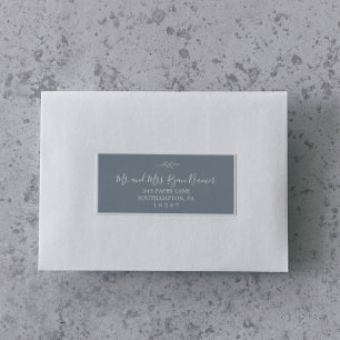 Minimal Leaf   Blue Wedding Guest Address Labels