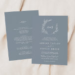 Minimal Leaf | Blue & White All In One Wedding Invitation<br><div class="desc">This minimal leaf blue and white all in one wedding invitation is perfect for an elegant wedding. The design features a simple greenery silhouette in white on a dusty blue background with classic minimalist style. Personalise with the first initials of the bride and groom. Save paper by including the details...</div>