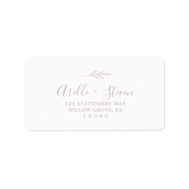 Minimal Leaf | Blush Pink Address Labels (Front)