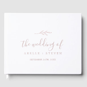 Minimal Leaf Blush Pink Monogram Back Wedding Guest Book
