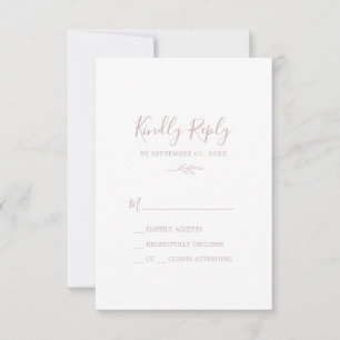 Minimal Leaf   Blush Pink Simple RSVP Card