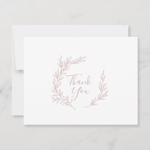 Minimal Leaf   Blush Pink Thank You Card