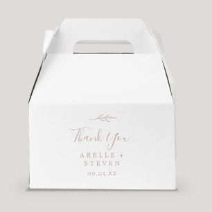 Minimal Leaf   Blush Pink Thank You Wedding Favour Box