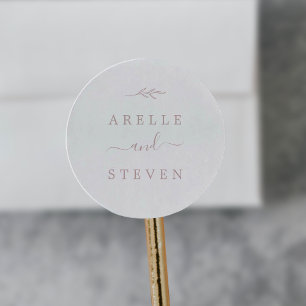 Minimal Leaf   Blush Pink Wedding Envelope Seals