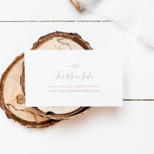 Minimal Leaf   Blush Pink Wedding Website Enclosure Card
