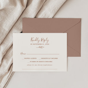 Minimal Leaf   Boho Cream Dietary Requirement RSVP Card