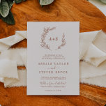 Minimal Leaf | Boho Cream Formal Monogram Wedding Invitation<br><div class="desc">This minimal leaf boho cream formal monogram wedding invitation is perfect for a boho wedding. The design features a simple greenery leaf silhouette in earthy burnt orange on a cream background with minimalist desert bohemian style. Personalise with the first initials of the couple.</div>