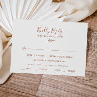 Minimal Leaf | Boho Cream Menu Choice RSVP Card