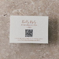 Minimal Leaf | Boho Cream QR Code Wedding RSVP