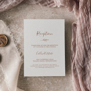 Minimal Leaf   Boho Cream Reception Enclosure Card