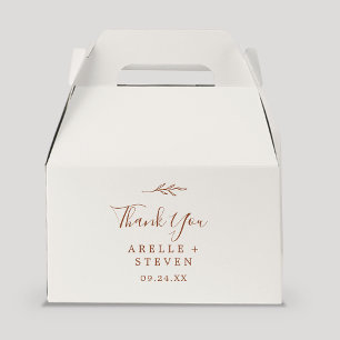 Minimal Leaf Boho Cream Thank You Wedding Favour Box
