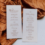 Minimal Leaf | Boho Cream Wedding Program Programme<br><div class="desc">This minimal leaf boho cream wedding program is perfect for a boho wedding. The design features a simple greenery leaf silhouette in earthy burnt orange on a cream background with minimalist desert bohemian style. Include the name of the couple, the wedding date and location, thank you message, order of service,...</div>