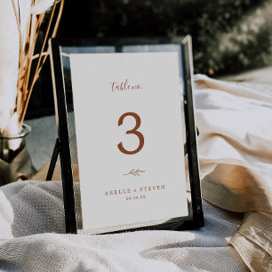 Minimal Leaf   Boho Cream Wedding Table Number