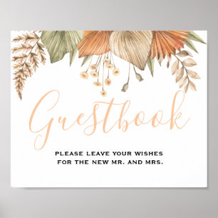 Minimal Leaf Boho Floral Wedding guestbook sign 
