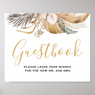 Minimal Leaf Boho Floral Wedding guestbook sign 