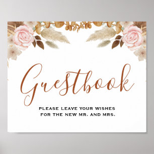 Minimal Leaf Boho Floral Wedding guestbook sign