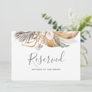 Minimal Leaf Boho Floral Wedding reserved sign Invitation