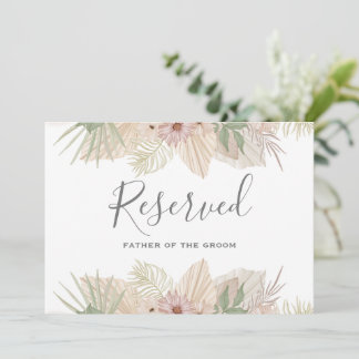 Minimal Leaf Boho Floral Wedding reserved sign Invitation
