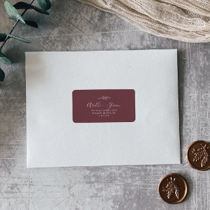 Minimal Leaf Burgundy Address Labels