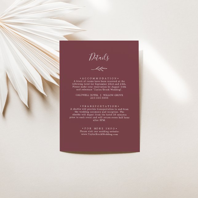 Minimal Leaf | Burgundy Details Enclosure Card (Creator Uploaded)