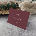 Minimal Leaf | Burgundy Guest Name Place Cards<br><div class="desc">These minimal leaf burgundy guest name place cards are perfect for a boho wedding. The bohemian design features a simple greenery silhouette in a dark red wine colour with classic minimalist boho style. Personalise with the guest name and table number and purchase each card individually. Alternatively, leave the template sections...</div>