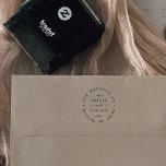 Minimal Leaf Circular Address Self-inking Stamp<br><div class="desc">This minimal leaf circular address self-inking stamp is perfect for a simple wedding. The design features a simple greenery silhouette with classic minimalist style.</div>