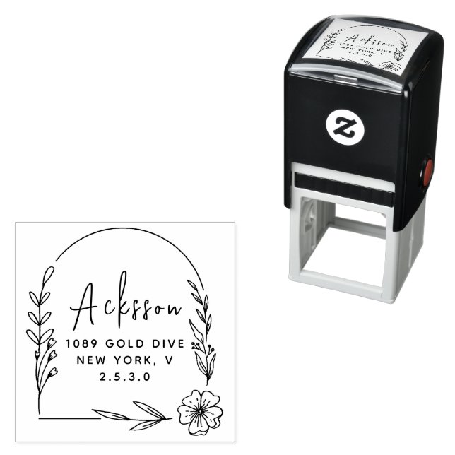 Minimal Leaf Circular Address Self-inking Stamp (In Situ)