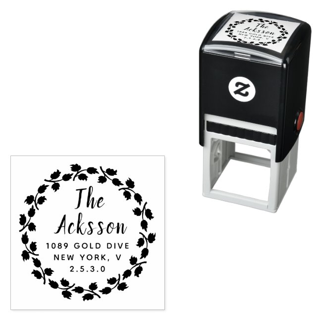 Minimal Leaf Circular Address Self-inking Stamp (In Situ)