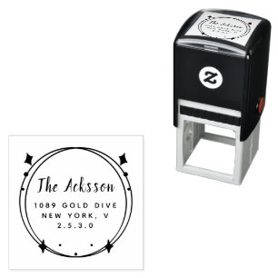 Minimal Leaf Circular Address Self-inking Stamp