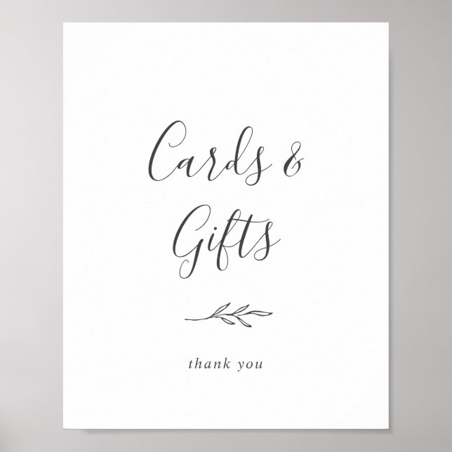 Minimal Leaf | Dark Gray Cards and Gifts Sign (Front)
