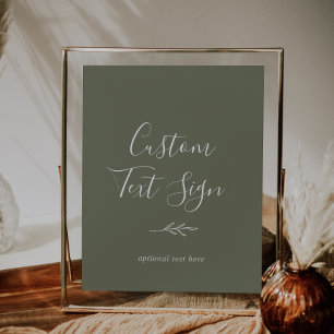 Minimal Leaf   Dark Green Custom Text Sign