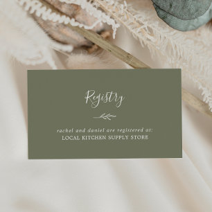 Minimal Leaf   Dark Green Gift Registry Enclosure Card