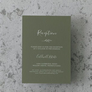 Minimal Leaf   Dark Green Reception Enclosure Card