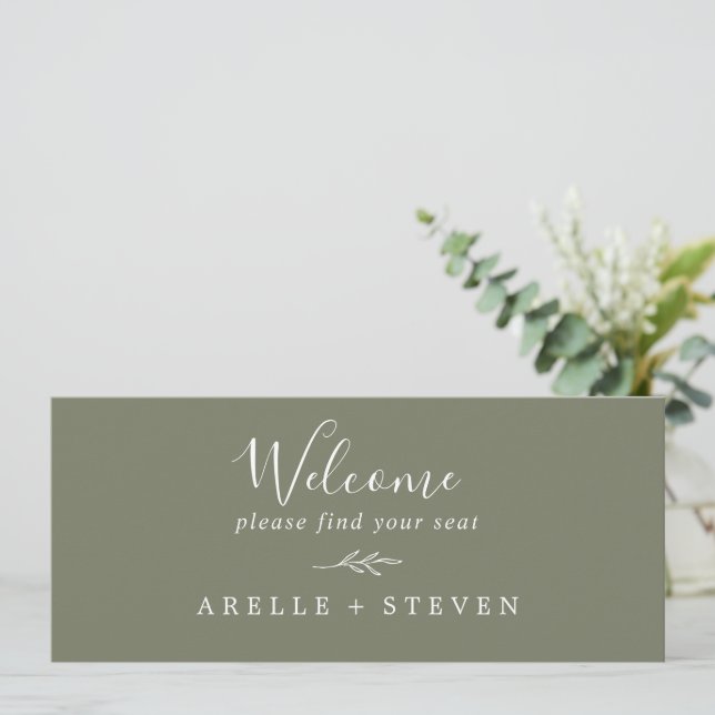Minimal Leaf | Dark Green Seating Chart Header (Standing Front)