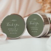 Minimal Leaf | Dark Green Thank You Favour Sticker