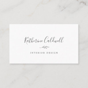 Minimal Leaf Dark Grey Business Card
