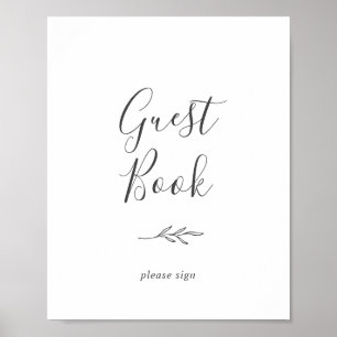 Minimal Leaf   Dark Grey Guest Book Sign