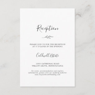 Minimal Leaf   Dark Grey Reception Insert Card