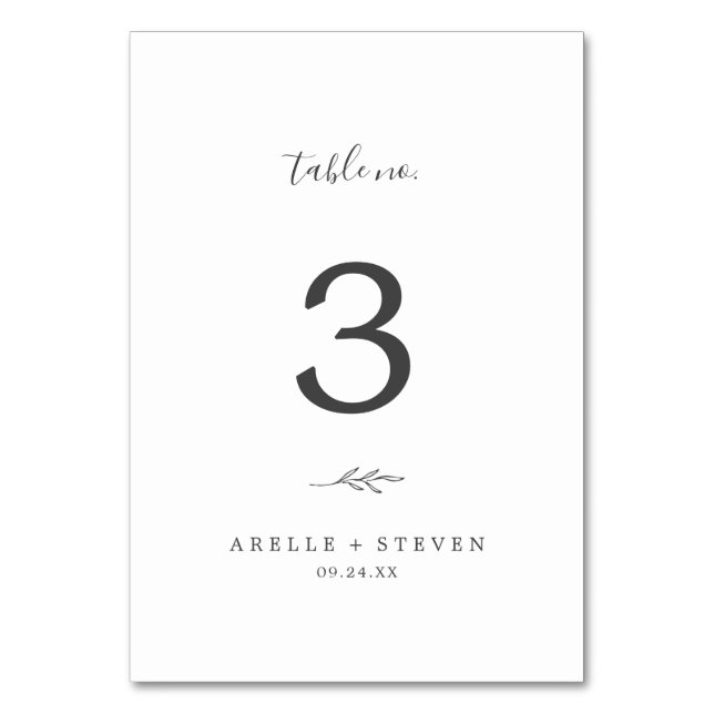 Minimal Leaf | Dark Grey Table Number (Front)