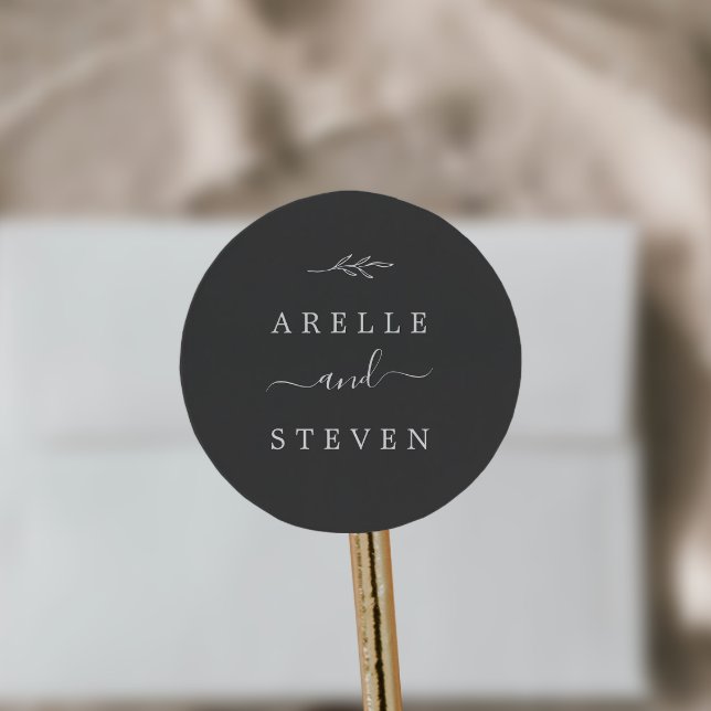 Minimal Leaf | Dark Grey Wedding Envelope Seals (Creator Uploaded)