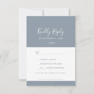 Minimal Leaf   Dusty Blue Background Song Request RSVP Card