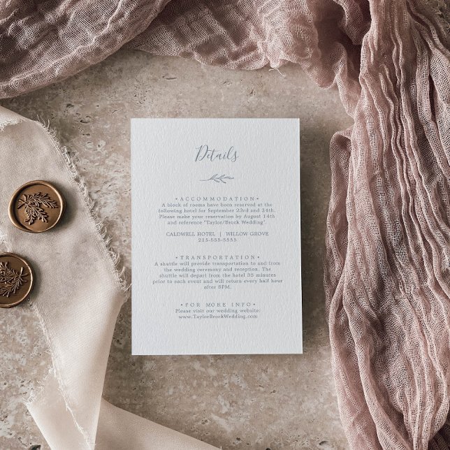 Minimal Leaf | Dusty Blue Details Enclosure Card (Creator Uploaded)