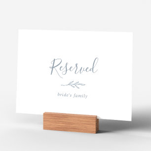 Minimal Leaf   Dusty Blue Reserved Sign