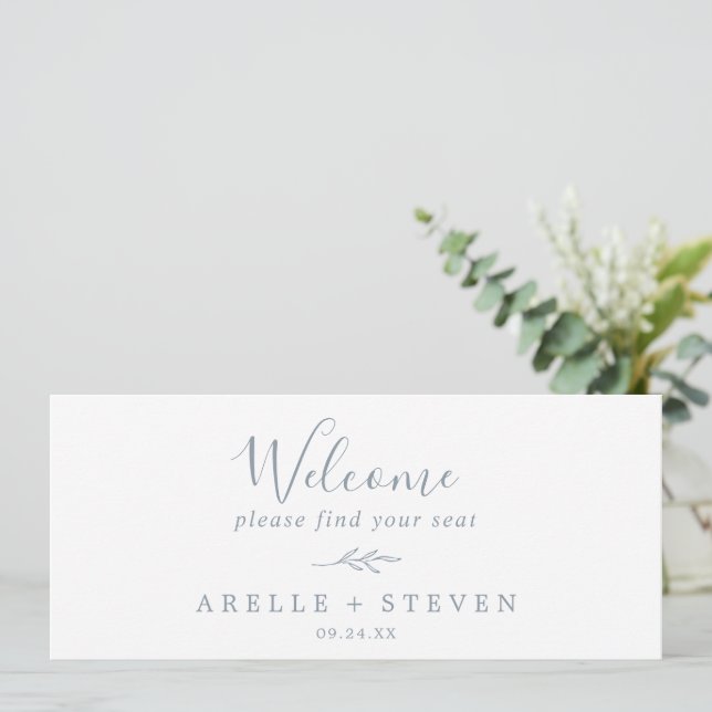 Minimal Leaf | Dusty Blue Seating Chart Header (Standing Front)