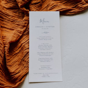 Minimal Leaf   Dusty Blue Wedding Dinner Menu